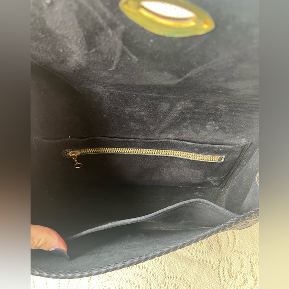 Vintage Black Leather Hand-tooled Purse Detachable Leather Handle and ChainStrap - Picture 7 of 12